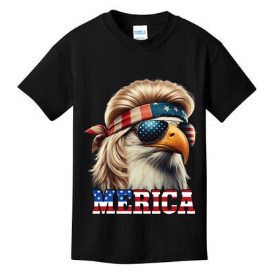 Funny Eagle Merica 4th July Blonde Wig Mullet Funny Man Kids T-Shirt