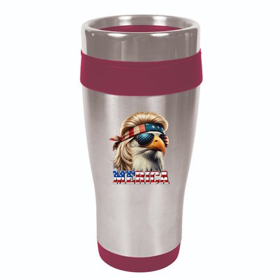 Funny Eagle Merica 4th July Blonde Wig Mullet Funny Man 16oz Travel Tumbler