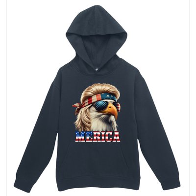 Funny Eagle Merica 4th July Blonde Wig Mullet Funny Man Urban Pullover Hoodie