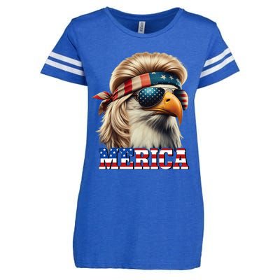 Funny Eagle Merica 4th July Blonde Wig Mullet Funny Man Enza Ladies Jersey Football T-Shirt