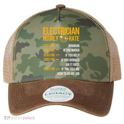 Funny Electrician Men Electrician Hourly Rate Electrician Legacy Tie Dye Trucker Hat