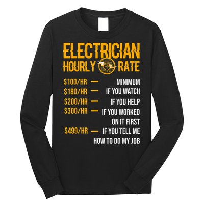 Funny Electrician Men Electrician Hourly Rate Electrician Long Sleeve Shirt