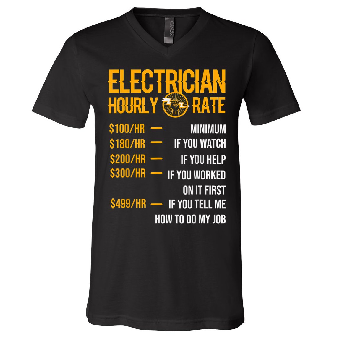 Funny Electrician Men Electrician Hourly Rate Electrician V-Neck T-Shirt