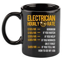 Funny Electrician Men Electrician Hourly Rate Electrician 11oz C Handle Ceramic Mug