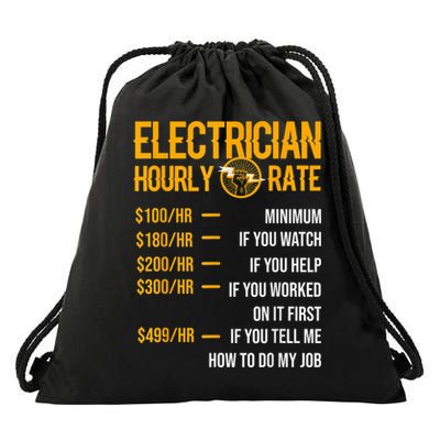 Funny Electrician Men Electrician Hourly Rate Electrician Drawstring Bag