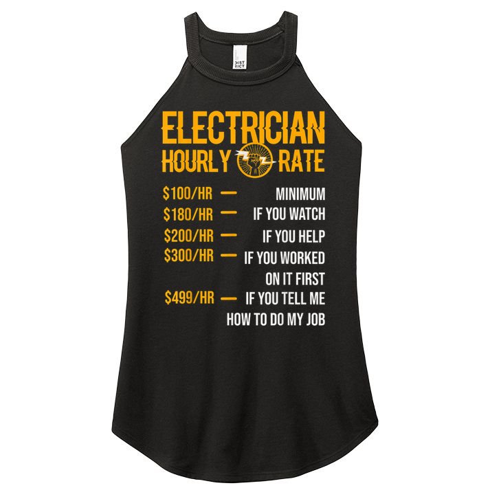 Funny Electrician Men Electrician Hourly Rate Electrician Women's Perfect Tri Rocker Tank