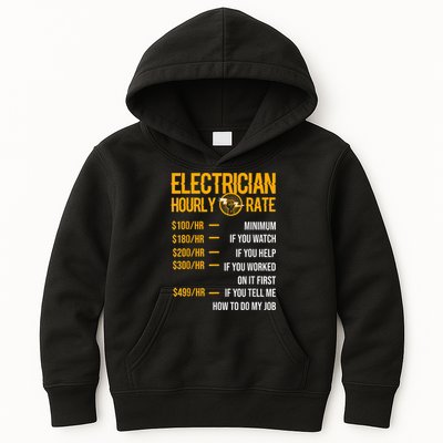 Funny Electrician Men Electrician Hourly Rate Electrician Kids Hoodie