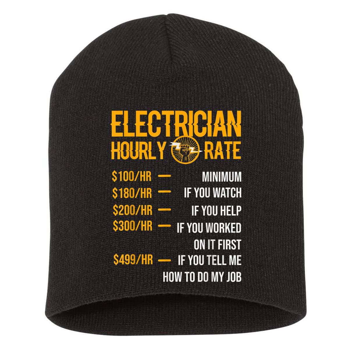 Funny Electrician Men Electrician Hourly Rate Electrician Short Acrylic Beanie
