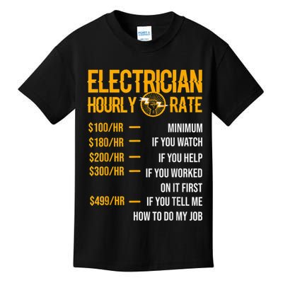 Funny Electrician Men Electrician Hourly Rate Electrician Kids T-Shirt