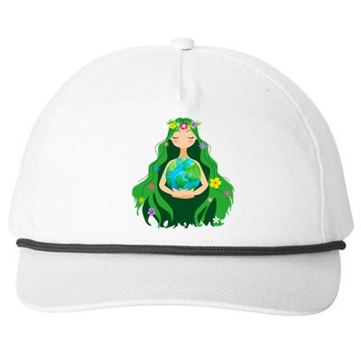 Flower Earth Mother Figure Cute Snapback Five-Panel Rope Hat