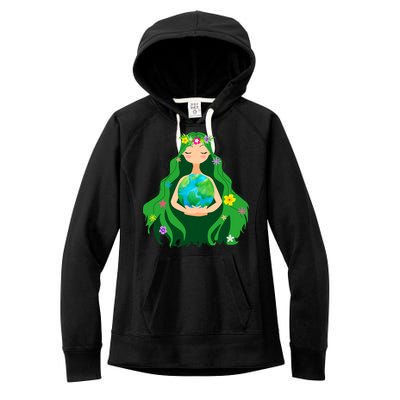 Flower Earth Mother Figure Cute Women's Fleece Hoodie