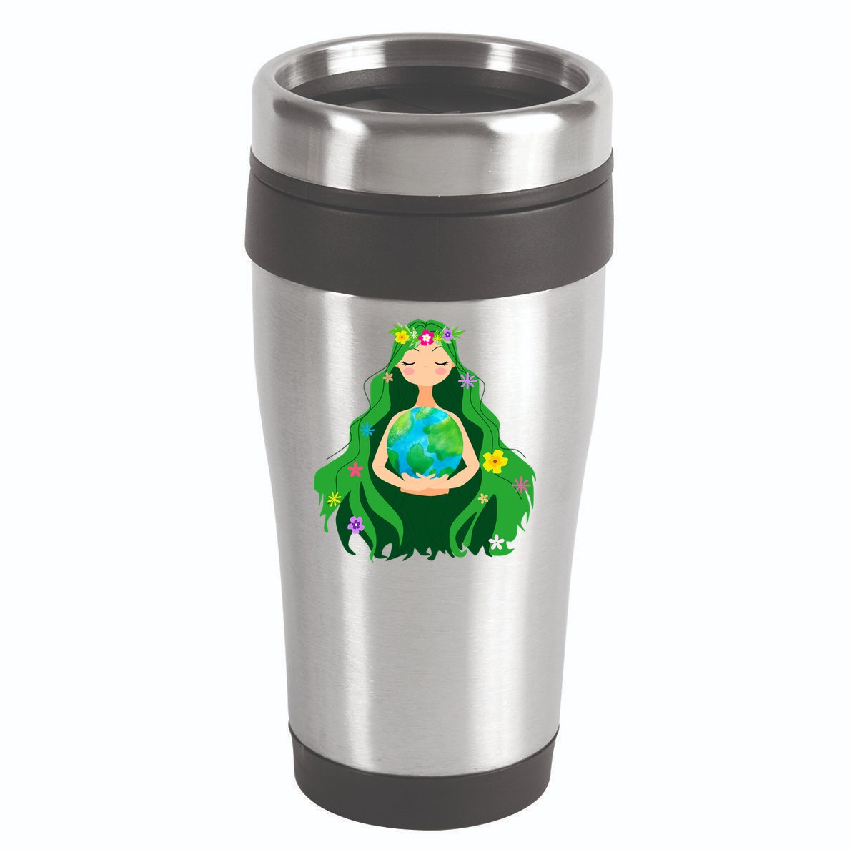 Flower Earth Mother Figure Cute 16oz Travel Tumbler