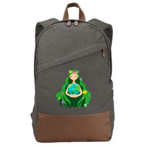 Flower Earth Mother Figure Cute Cotton Canvas Backpack