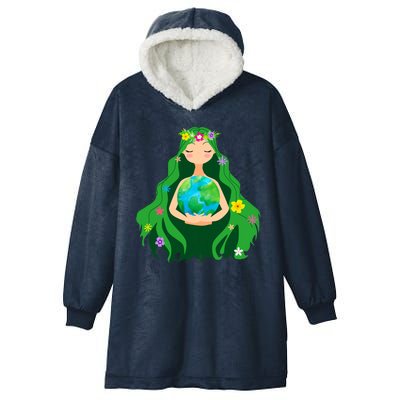 Flower Earth Mother Figure Cute Hooded Wearable Blanket