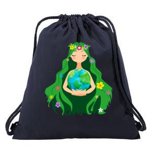 Flower Earth Mother Figure Cute Drawstring Bag