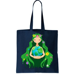 Flower Earth Mother Figure Cute Tote Bag