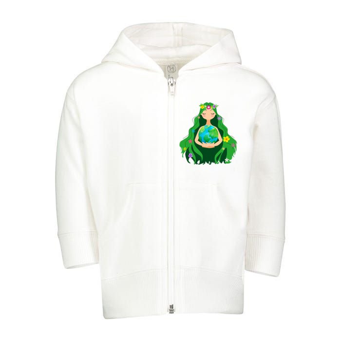 Flower Earth Mother Figure Cute Toddler Zip Fleece Hoodie