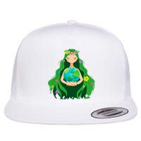 Flower Earth Mother Figure Cute Flat Bill Trucker Hat