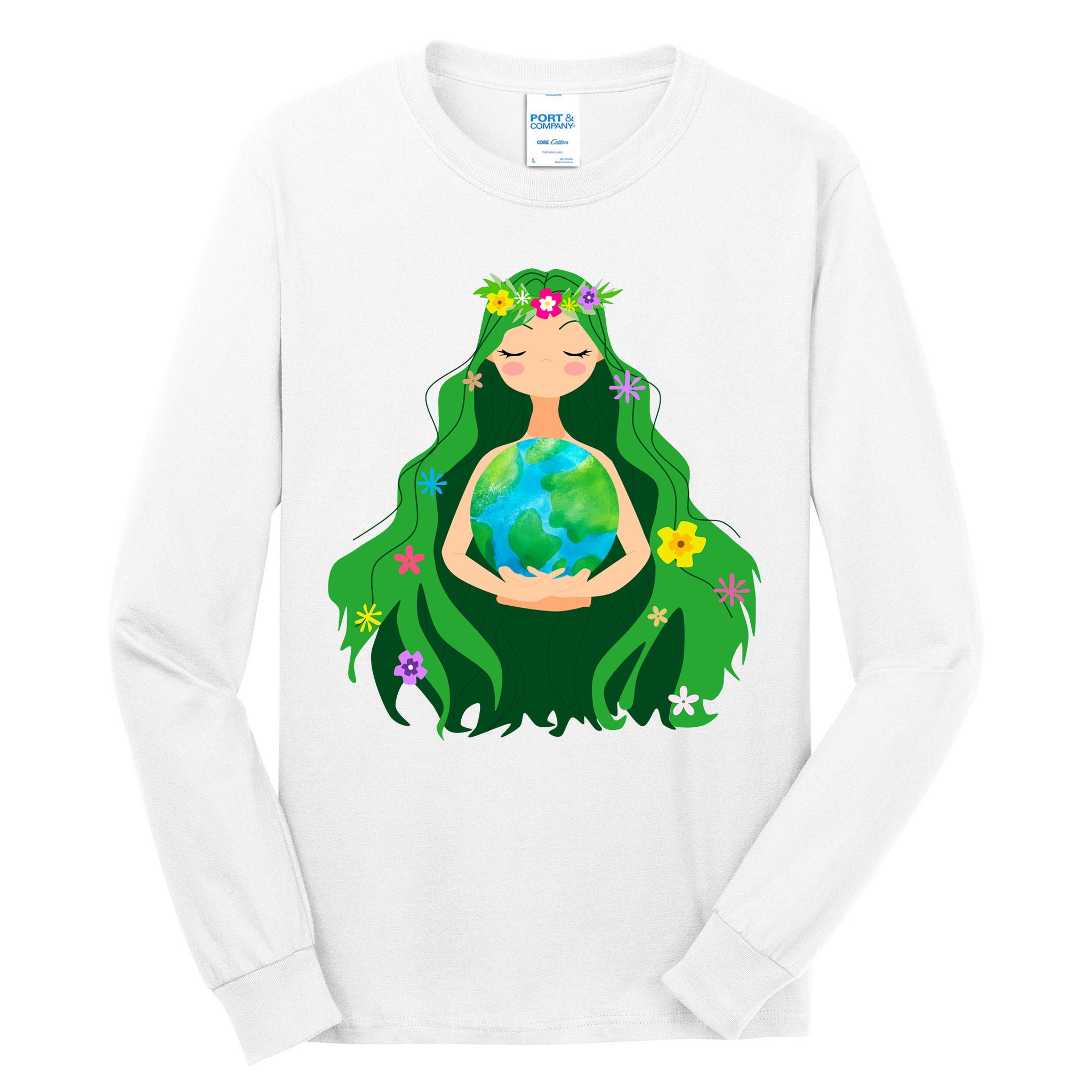 Flower Earth Mother Figure Cute Tall Long Sleeve T-Shirt