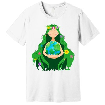 Flower Earth Mother Figure Cute Premium T-Shirt