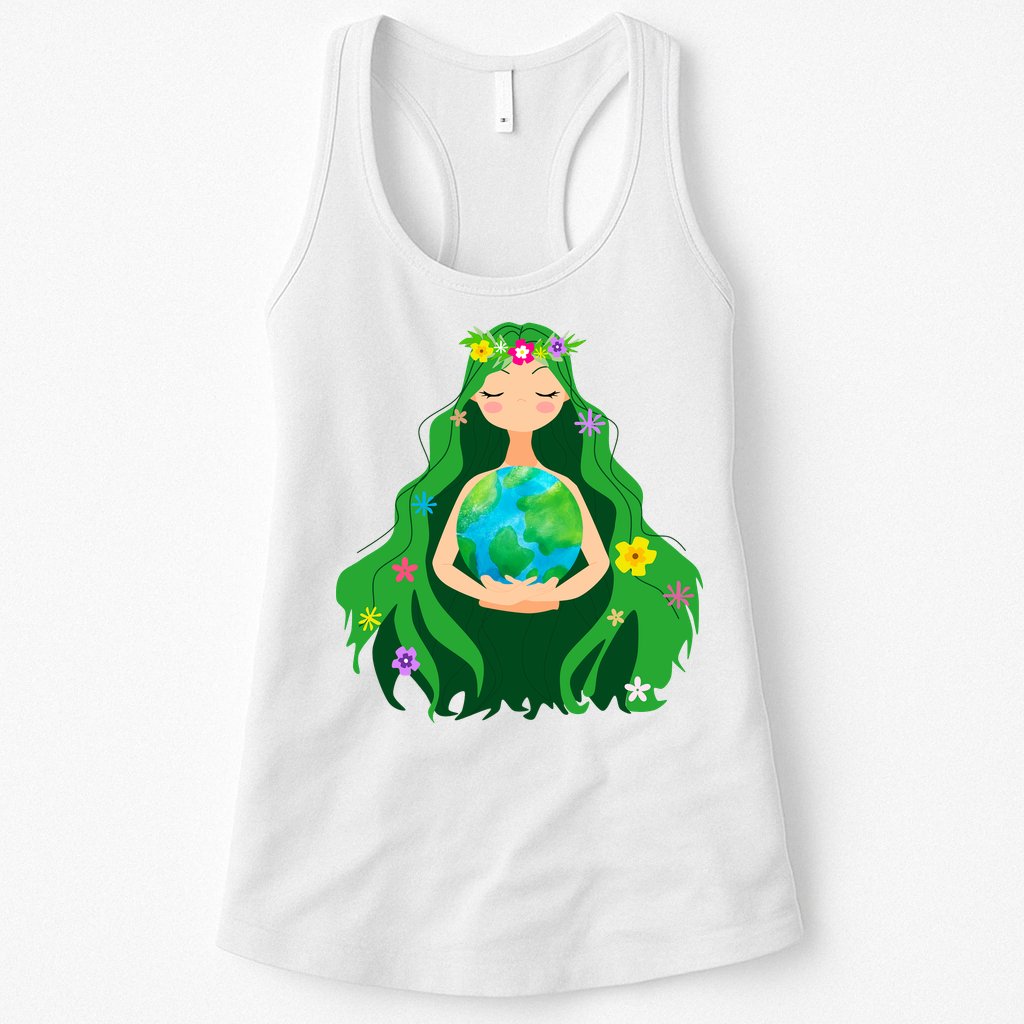 Flower Earth Mother Figure Cute Womens Tank Top