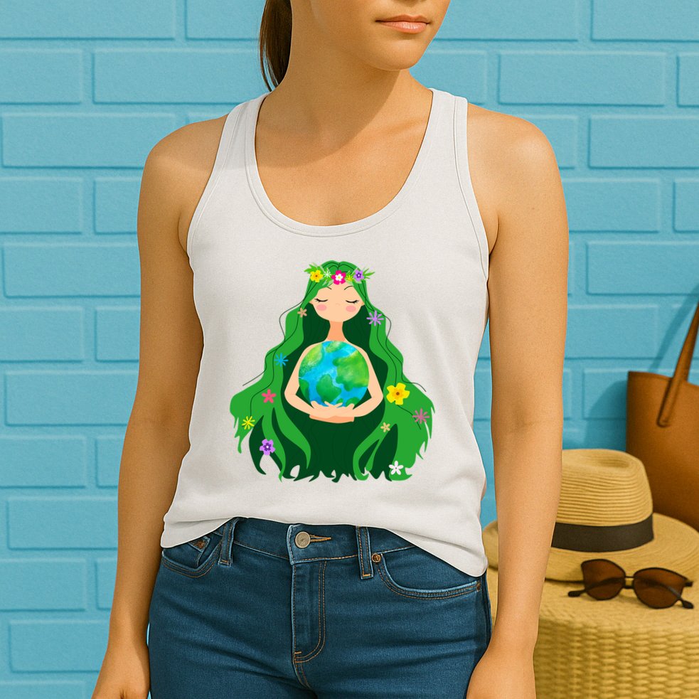 Flower Earth Mother Figure Cute Womens Tank Top