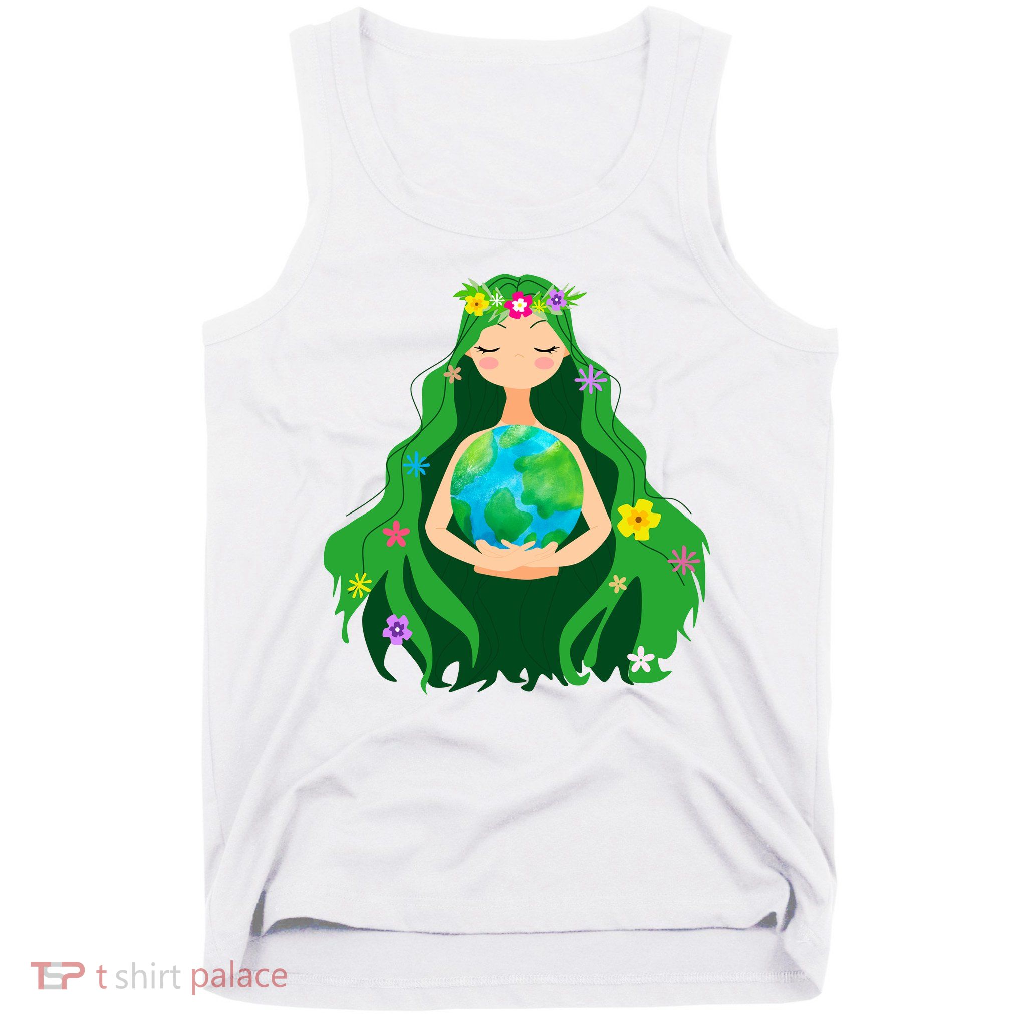 Flower Earth Mother Figure Cute Tank Top