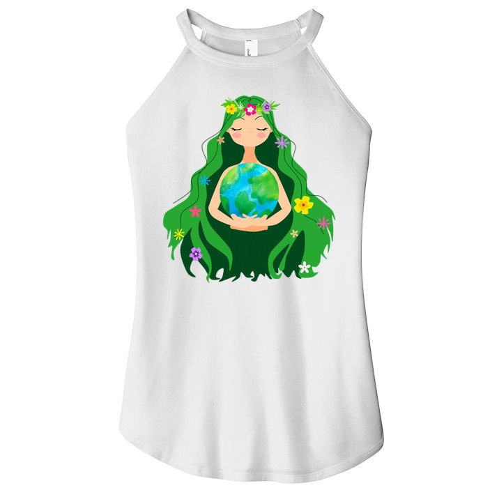 Flower Earth Mother Figure Cute Women's Perfect Tri Rocker Tank