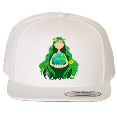 Flower Earth Mother Figure Cute Wool Snapback Cap