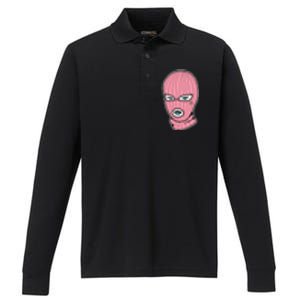 Female Pink Ski Performance Long Sleeve Polo