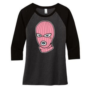 Female Pink Ski Women's Tri-Blend 3/4-Sleeve Raglan Shirt