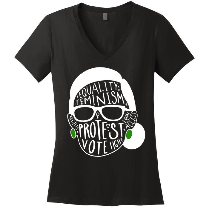 Feminism Equality Protest Vote Ruth Bader Ginsburg Women's V-Neck T-Shirt