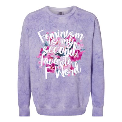 Feminism Is My Second Favorite F Word Colorblast Crewneck Sweatshirt
