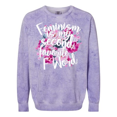 Feminism Is My Second Favorite F Word Colorblast Crewneck Sweatshirt