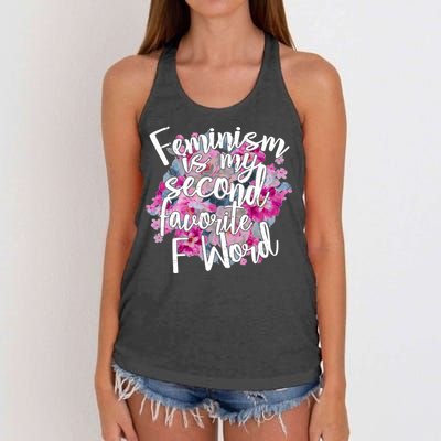 Feminism Is My Second Favorite F Word Women's Knotted Racerback Tank