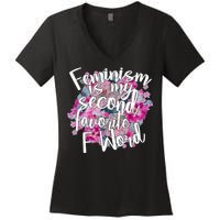 Feminism Is My Second Favorite F Word Women's V-Neck T-Shirt