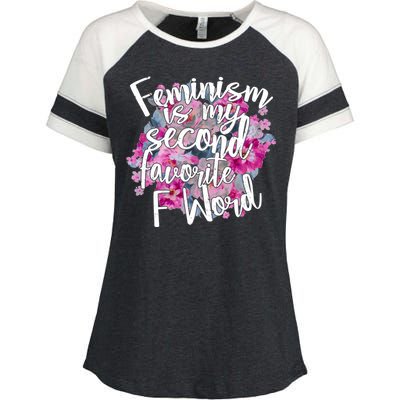 Feminism Is My Second Favorite F Word Enza Ladies Jersey Colorblock Tee