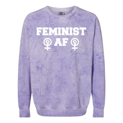 Feminist AF Women's Rights Fist Logo Colorblast Crewneck Sweatshirt