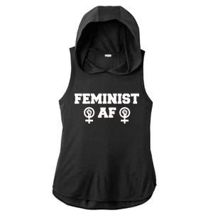 Feminist AF Women's Rights Fist Logo Ladies PosiCharge Tri-Blend Wicking Draft Hoodie Tank