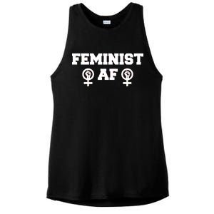 Feminist AF Women's Rights Fist Logo Ladies PosiCharge Tri-Blend Wicking Tank