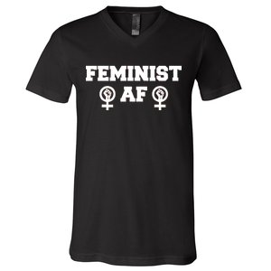 Feminist AF Women's Rights Fist Logo V-Neck T-Shirt