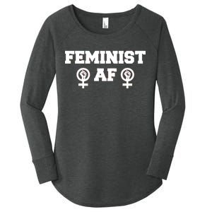 Feminist AF Women's Rights Fist Logo Women's Perfect Tri Tunic Long Sleeve Shirt