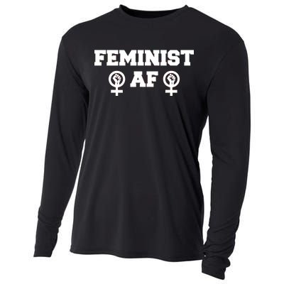 Feminist AF Women's Rights Fist Logo Cooling Performance Long Sleeve Crew