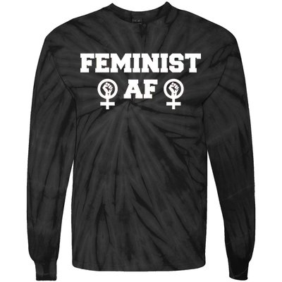 Feminist AF Women's Rights Fist Logo Tie-Dye Long Sleeve Shirt