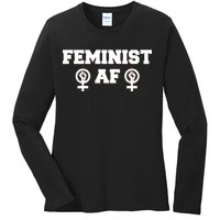 Feminist AF Women's Rights Fist Logo Ladies Long Sleeve Shirt