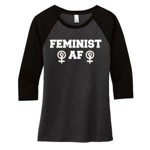 Feminist AF Women's Rights Fist Logo Women's Tri-Blend 3/4-Sleeve Raglan Shirt