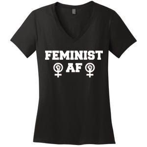 Feminist AF Women's Rights Fist Logo Women's V-Neck T-Shirt