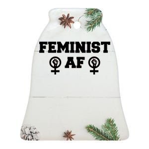 Feminist AF Women's Rights Fist Logo Ceramic Bell Ornament