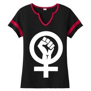 Feminist Womens Rights Feminism Symbol Ladies Halftime Notch Neck Tee