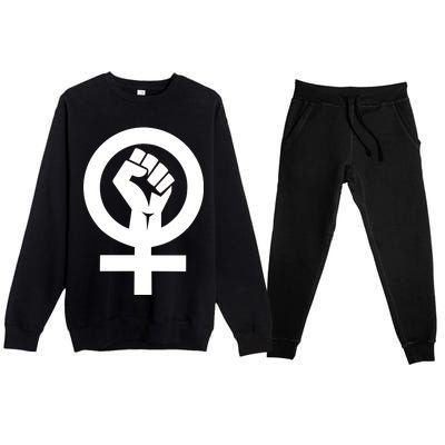 Feminist Womens Rights Feminism Symbol Premium Crewneck Sweatsuit Set